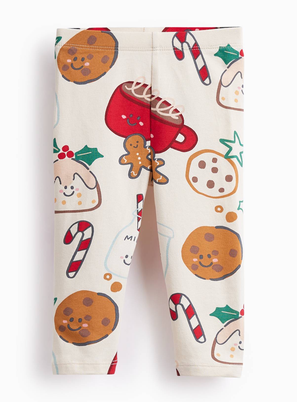 Christmas Cream-Coloured Milk & Cookies Leggings 6-9 months - Image 1